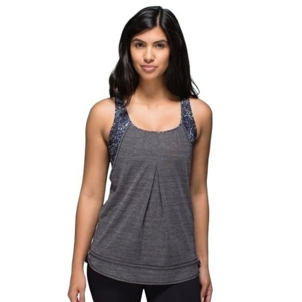Lululemon Athletica Active Tank Top W/ Built-In Bra Run Time Wmns Gray/Black